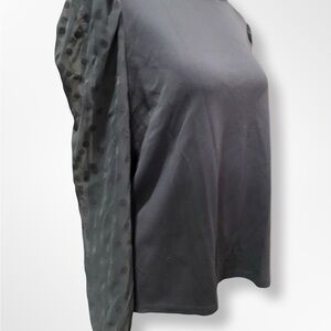 LOFT Blue Boxy Blouse with Puff Sleeves